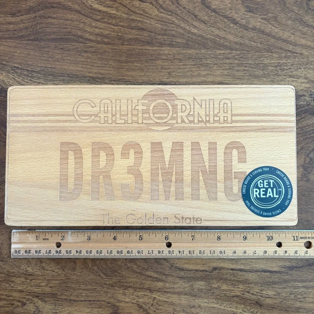 Talisman Designs California DR3MNG License Plate Cheese Board Serving Tray‎ Host